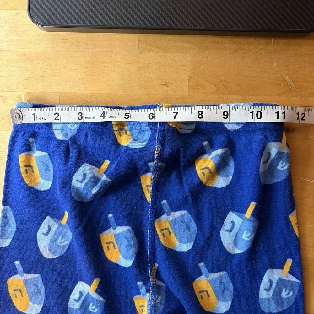 Hanna Andersson Fitted Dreidel Pajamas Kids Size 12 Blue Organic Cotton Hanukkah